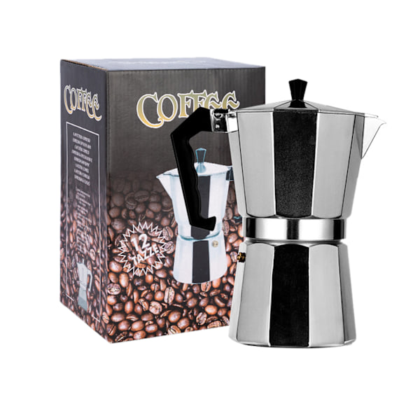 Moka Pot Italiensk Komfur Kaffemaskine Aluminiumlegering Europæisk Stil Ottekantet Redskab 12 Kop 600 ml