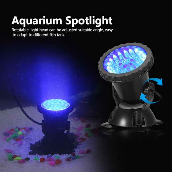 100-240V Akvarium LED Vandtæt Belysning RGB Nedsænkelig Spotlight Fisketank Have Dam (#9)