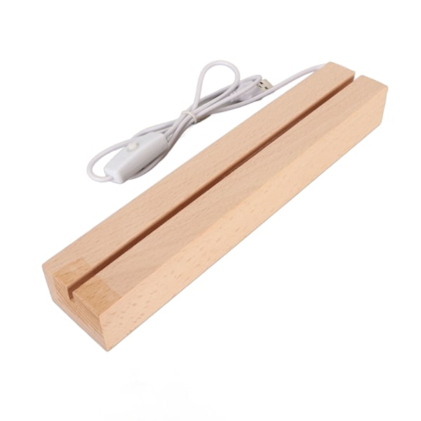 Rektangulær LED-lys Displayfod Varmt lys USB-interface Træ Art Lights Displayfod til Krystal Glas Akryl 24cm / 9.45in