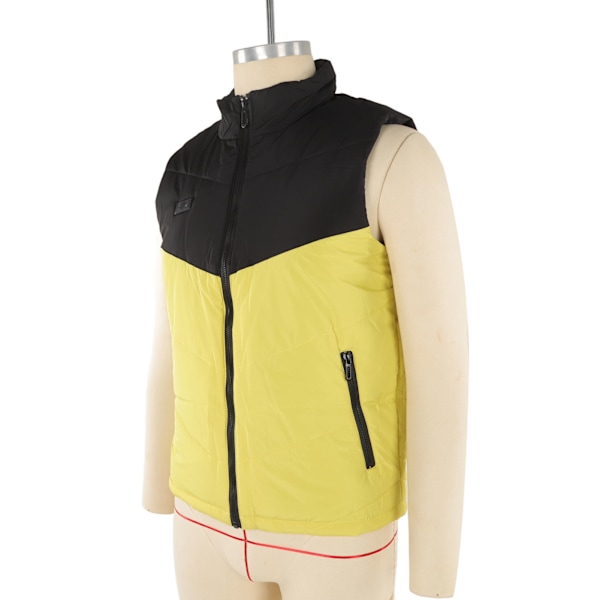 Opvarmet Vest Elleve Varmezoner 3 Justerbare Niveauer USB Strømforsyning Vaskbar Opvarmet Jakke med Indvendig Lomme Gul Sort 2XL 77,5‑82,5kg