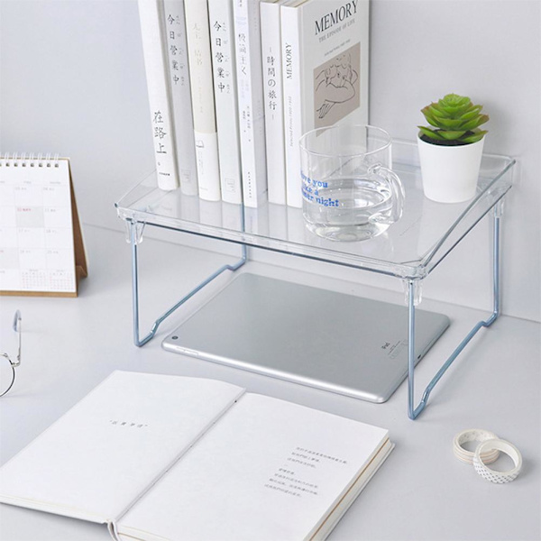 Stor kapacitet för skrivbordsförvaring Klar akryl kökshylla Enkellager Office Desktop File Organizer