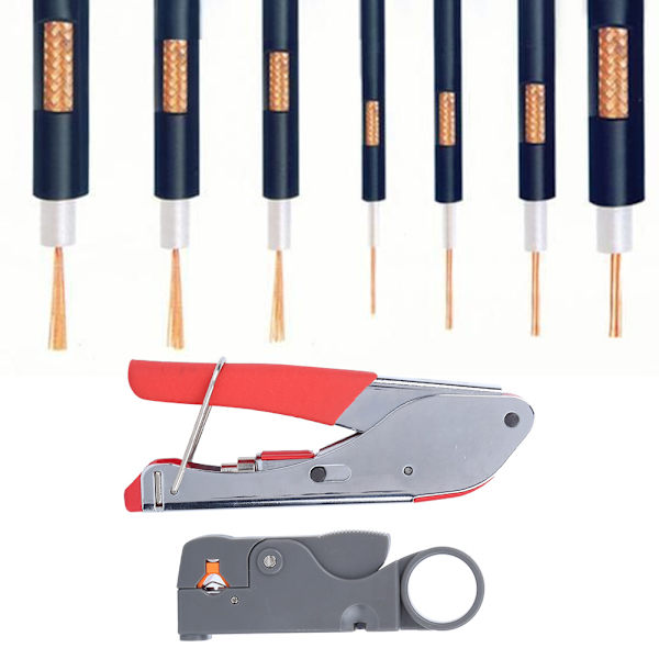 22st Kabelpressningsskärare Multifunktionspressare Koaxial F-huvud Crimpverktyg Wire Stripper Set (22st/set)