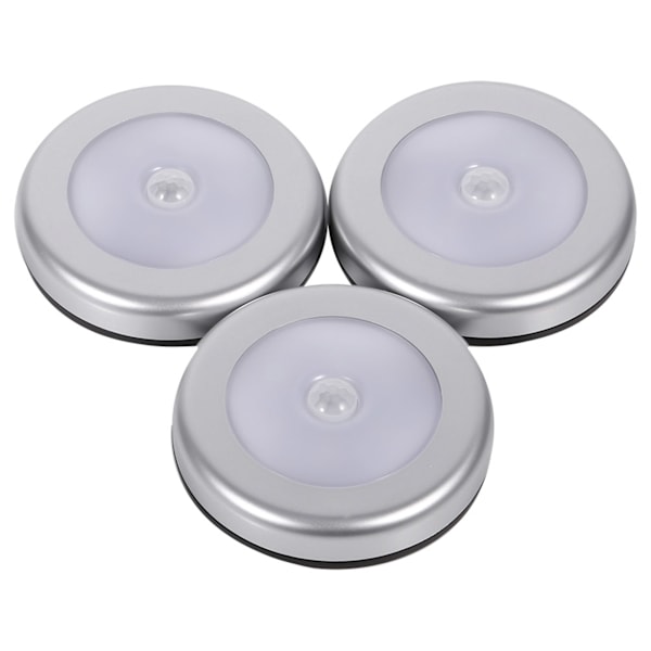 3 stk Trådløs PIR Automatisk Bevægelsessensor Natlys 6 LED Rund Krop Batteridrevet Lampe