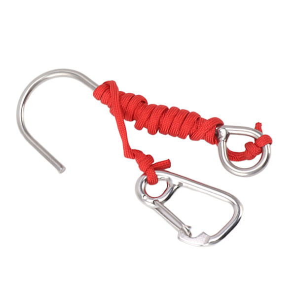 Sukellus Sinkkikuppi Ruostumattomasta Teräksestä Reef Hook Lanyard Pikalukolla Punainen