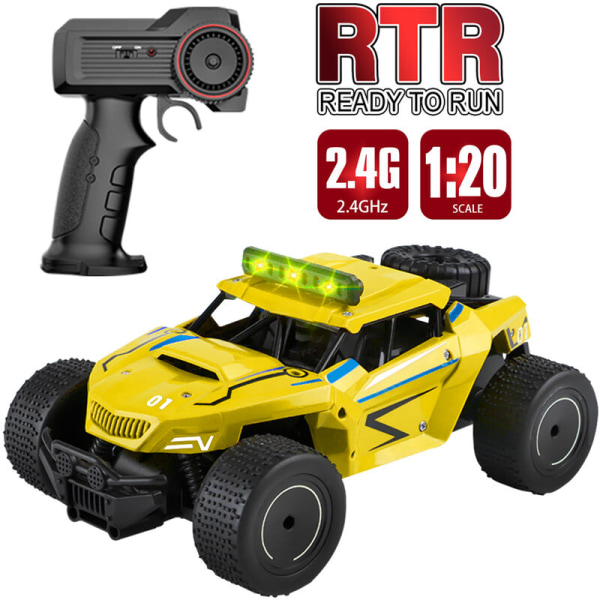 RC Car 2.4GHz Off-Road Car 1/20 Racing Car Fjernkontroll Truck RTR, modell:Jaune
