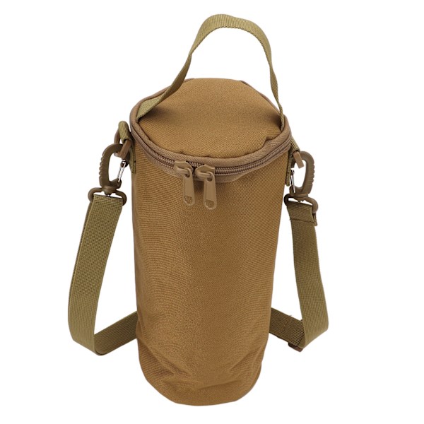 Camping Oppbevaringspose Dobbel Glidelås Håndtak Design Oppbevaringspose med Skulderstropp for Gassbeholdere Campinglys Tan