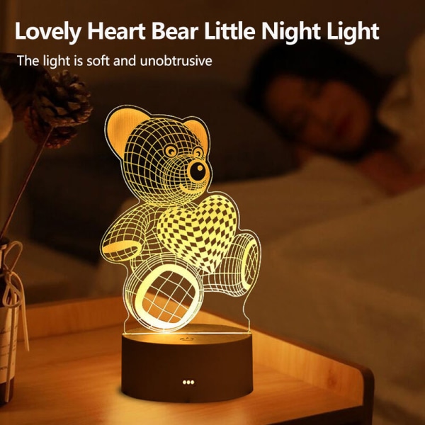 3D nattlampa nattlampa vid sängen, USB touch trefärgad Peppa Pig
