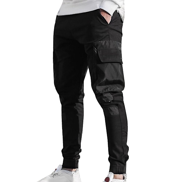 Multi-pocket Slim Fit Black Cargo Pants for Men