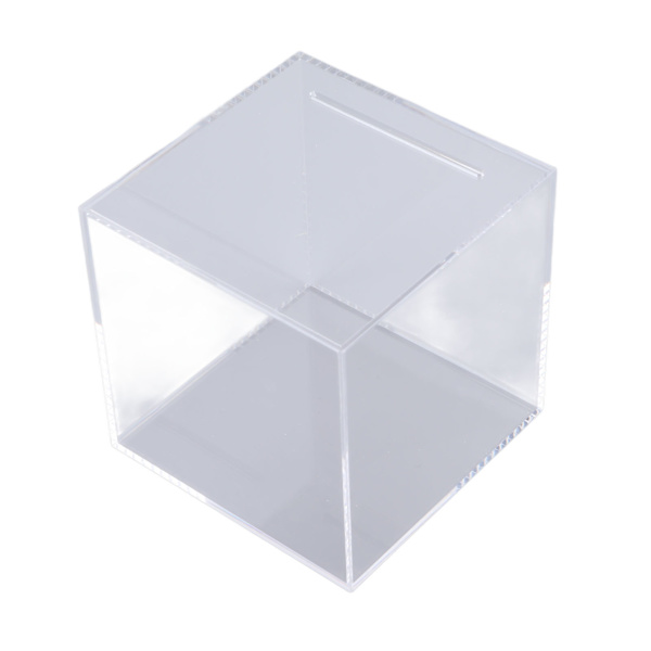 12 cm Spargris akryl klar dammtät kub pengaboxar förvaring av pengar sparbox