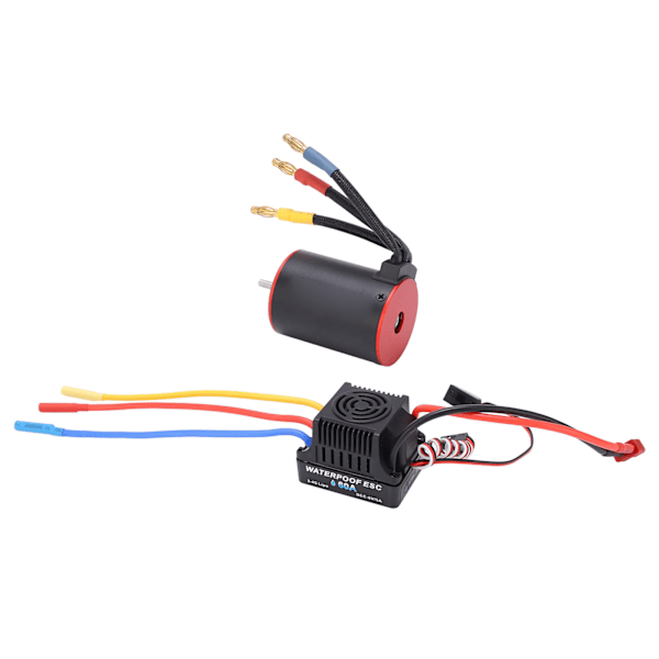 3650 3100KV Vanntett Børsteløs Motor 60A ESC Elektrisk Regulator Lang Linje for 1/10 RC Bil