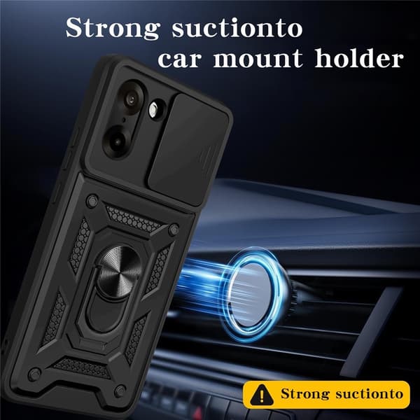 OnePlus Nord CE5 Armor Metal Ring Camera Slider Case - Black Svart black