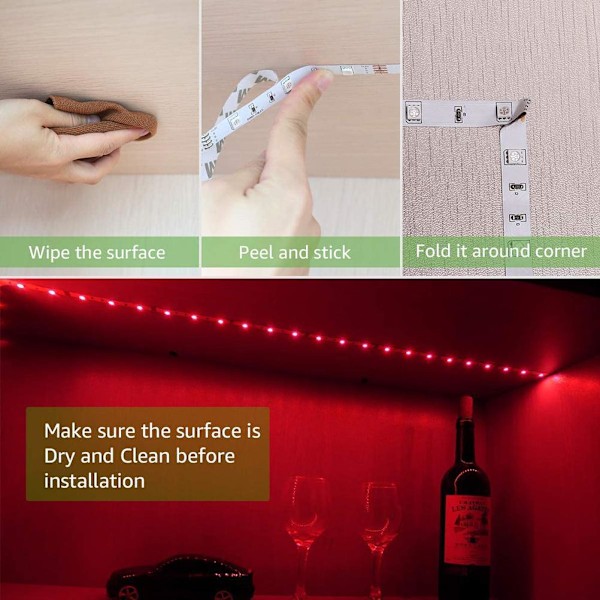 5V USB LED Strip-ljus 16 färger och 4 lägen Vattentät flexibel färgskiftande RGB LED-ljusremsa med fjärrkontroll