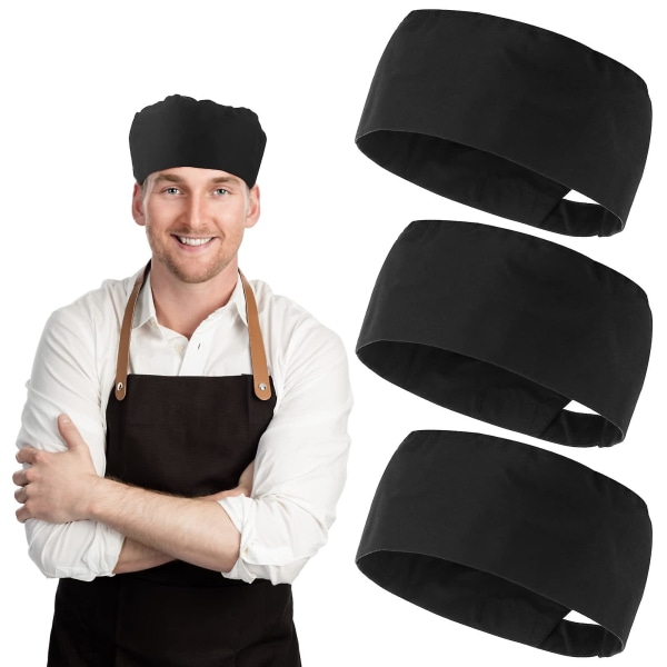 3 stk Kokkehatte Justerbare Køkkenkasketter Food Service Kasketter Med Elastik