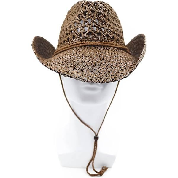 Solhatt i halm i västerländsk cowboystil för vuxna i kaffefärg