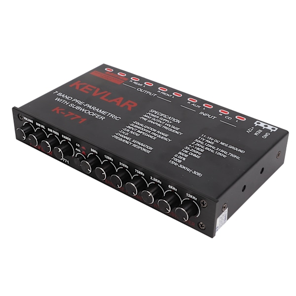 Bilstereo grafisk equalizer Universal lavpas 7-bånds variabel forstærkningsjustering High Level Input EQ til stereosystem