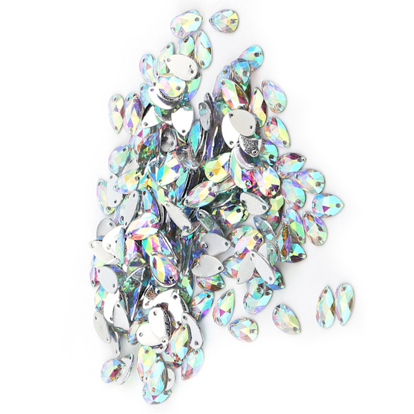 200 st Drop Shape Resin Flatback sömnad Rhinestone med dubbla hål dekoration (flerfärgad)
