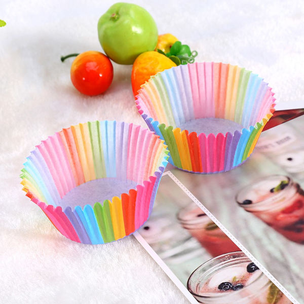 100 st Färgglada Cupcake Liner Cupcake Papper Bakform Muffinsform