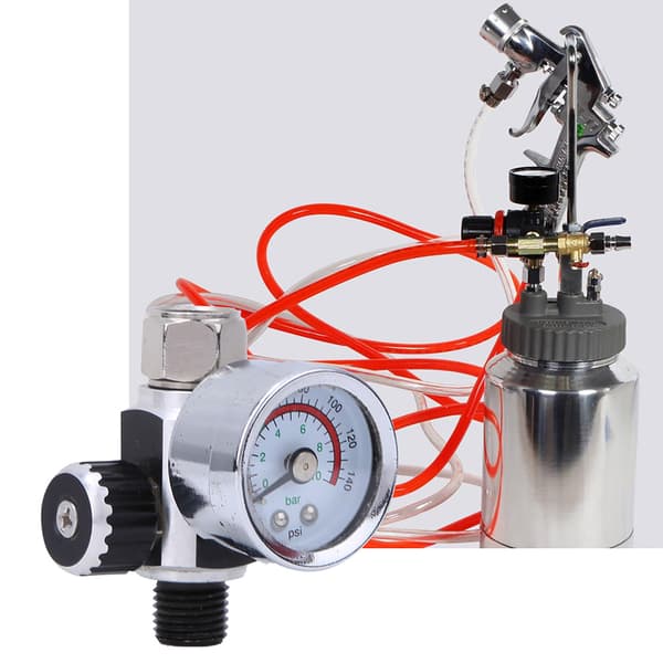 【NX】Lufttryksregulator 0-10bar/0-140psi Aluminiumlegeringsventil 1/4inBSPP Indgangs-udgangsstik Sølv
