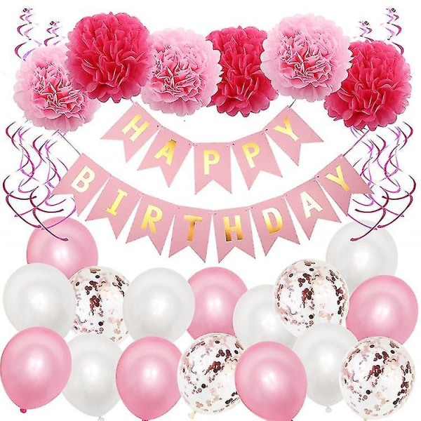 29 stk Pink guld konfetti latex balloner sæt, 12 tommer pink hvid guld helium balloner festartikler