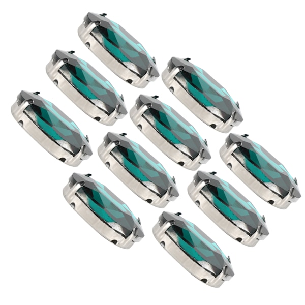 10 st Sy På Strass Kristaller Glänsande Knappar Dekoration för DIY Hantverk Kläder Skor Väskor 18 x 25 mm Grön Oval
