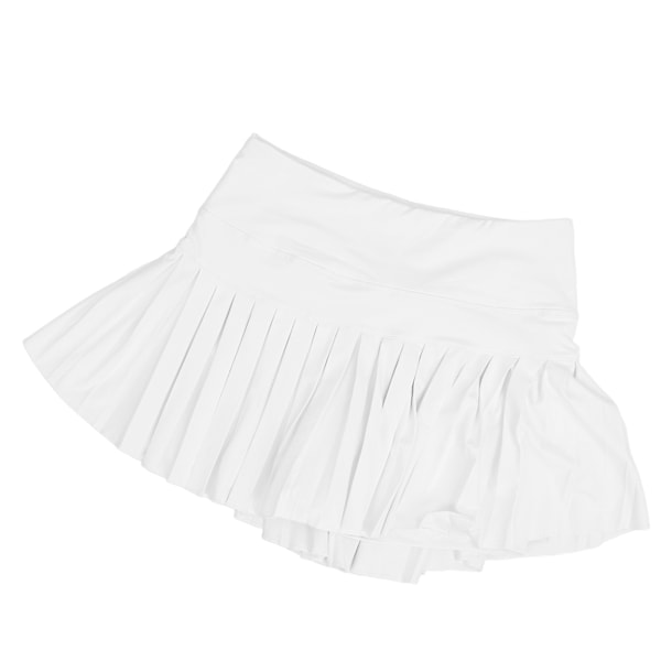 Sommar veckad kjol Mjuk andas vit tennisshorts kjol med fickor för flickor, kvinnor Fitness L