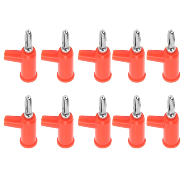 10 stk Stabelbare Bananpropper 4 mm/0.2in Lodfri Messing Standardstørrelse Stabelbar Banankontakt til Sikkerhedsudstyr Rød