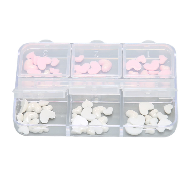 3D Sydän Kynsikoriste Pinkki ja Valkoinen Useita Kokoja Resin Manikyyri Kynsivarusteet