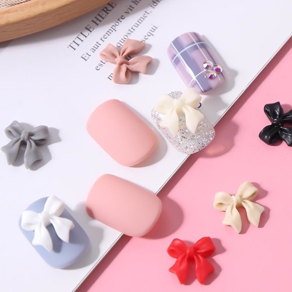 3d Bue Nail Charms, Farverige Bowknot Nail Accessories til Manicure