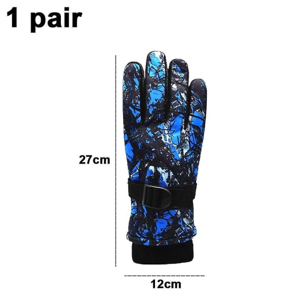 Vinterskidhandskar Vattentäta vindtäta snöhandskar Unisex foder varma handskar (blå)
