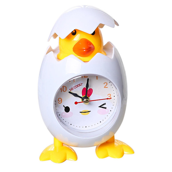 Chick Väckarklocka Barn Tecknad Söt Desktop Plast Quartz Movement Väckarklocka för studenter Vit