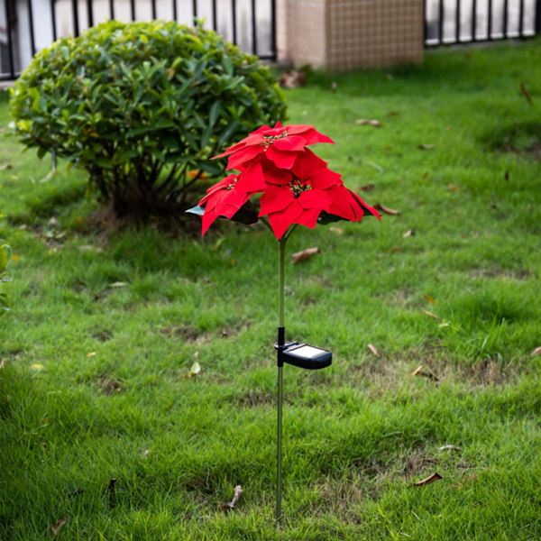 Solcelledrevne Hagepæl Lys 5LED hvitt lys Hagelampe LED Sol Julblomst Lys Julferiedekorasjon