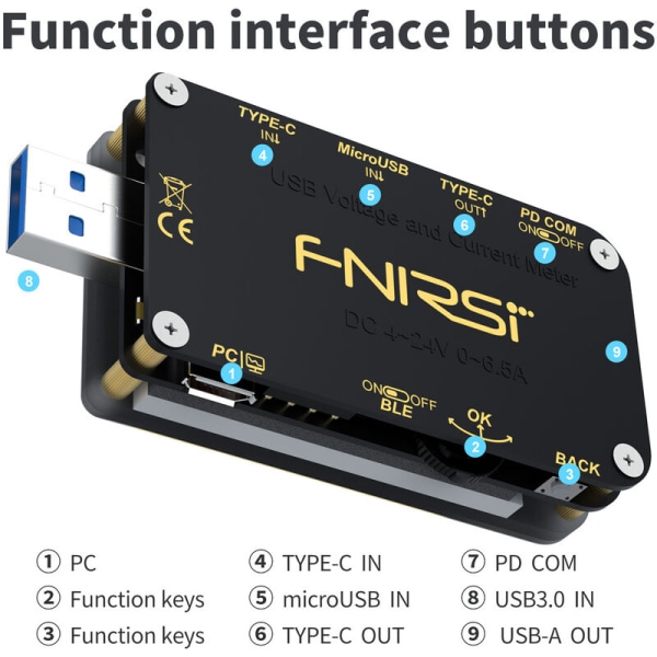 FNB48 Højhastighedskapacitetsdetektor Voltmeter Amperemeter Bærbar LCD-skærm Multifunktionel USB-test，HANBING