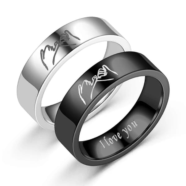 Matchende ringe i titaniumstål til par, modesmykker som gave til bryllup og forlovelse 8