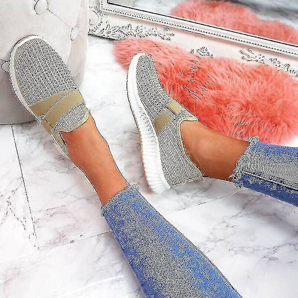 Naisten muodikkaat slip-on -lenkkarit ortopedisella pohjalla - Platform-kävelykengät musta khaki
