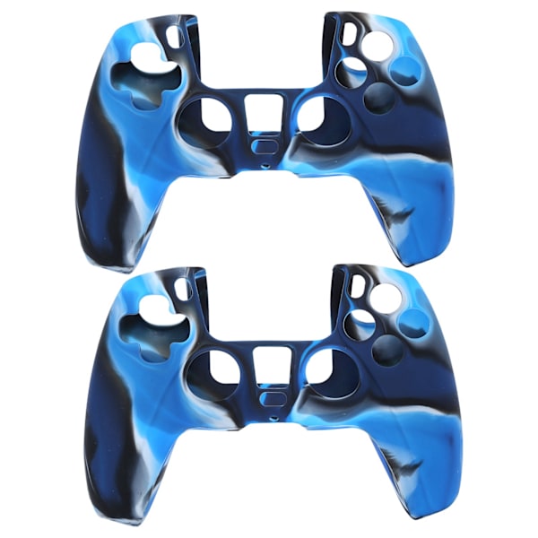 2 stk Gamepad Beskyttelsesetui Kamuflasje Silikonetui Skin for PS5 Game Controller Camo Blå