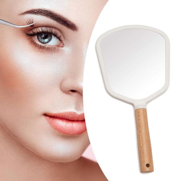 Håndspejl Rejsemakeup Spejl Bærbar Makeup Spejl med Træhåndtag
