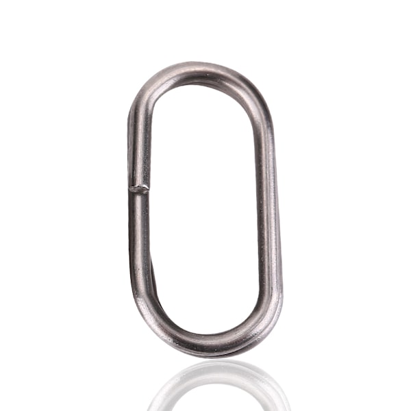 100 stk rustfritt stål ovale delte ringer Svivel Snap fiskeredskapskontakt (10x19mm)