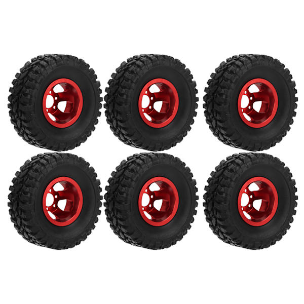 RC-kumirenkaat alumiinivanteilla WPL C14 C24 C34 C44 B14 B24 B16 B36 4WD -automalleille (punainen)