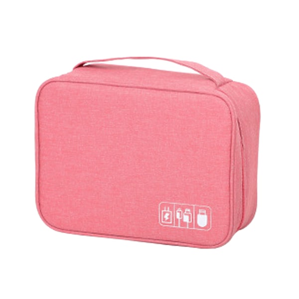 Datakabel förvaringsväska Separat förvaring Oxford Cloth Travel Electronics Bag för kablar Laddare Hårddisk Rose Red