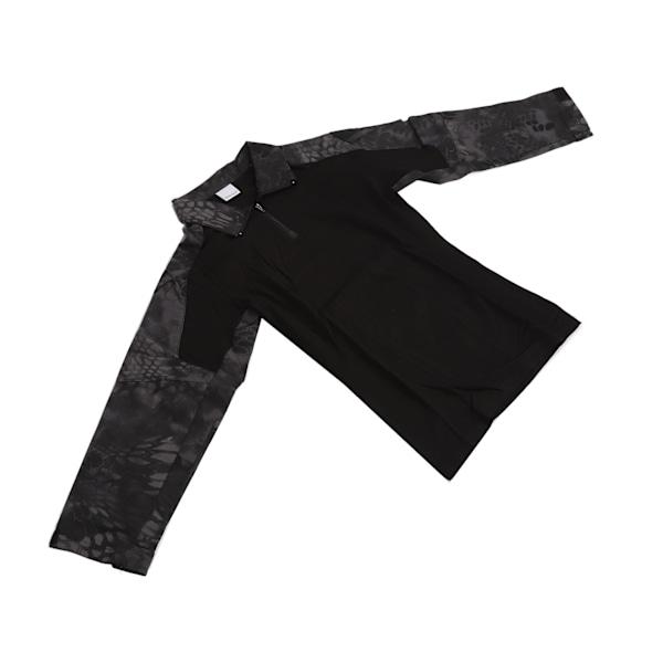 Combattröja med lång ärm, dragkedja, unisex, bomullspolyester, andningsbar med armbågspads, axelficka, stridskläder för cosplay, svart pythontryck, XL