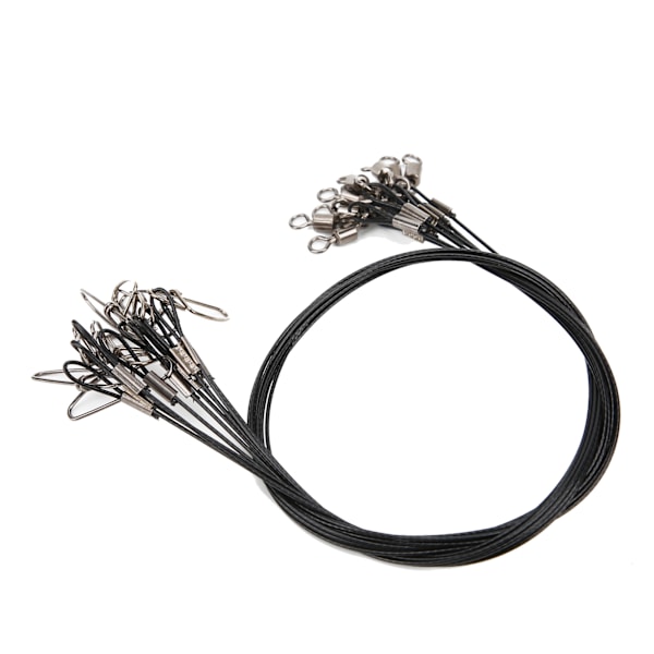 Fiskesnor Line Leash Anti Bite Stål Fiskesnor Ståltråd Leder med Rullende Svirvel Sort
