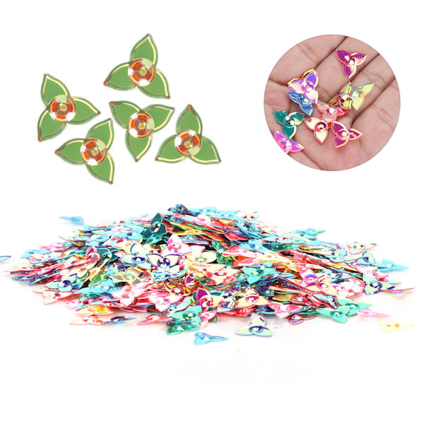 Konfetti blomformade glitter paljetter Färg Party Bröllop Stänk Del Dekoration Tillbehör (1,5 cm triangulära blommor)