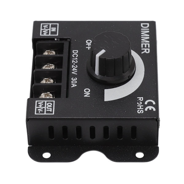 LED-Dimmer Enkanals PWM-belysning Trinløs Dimmerkontrol til 5050 3528 Enfarvede Lysstrimler DC 12V-24V 30A
