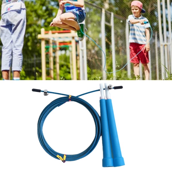 Hoppestøkktau for Barn, Voksne, Menn og Kvinner - Ståltråd, Justerbar Hastighet, Treningshoppestøkktau for Trening, Fitness og Øvelser - Blå