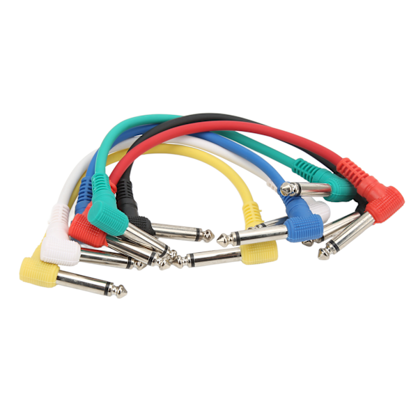 6st Gitarreffektkabel rätvinklig Universal Instrument Patch-kablar för pedaler 6,35 mm