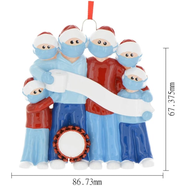 Hänge i form av en julgran, snögubbe utan julkåda, familjeversion (sex huvuden)
