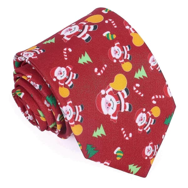 Julslipsar för män, herrjulslips jultomte-slipsar festslipsar högtidsslipsar röda