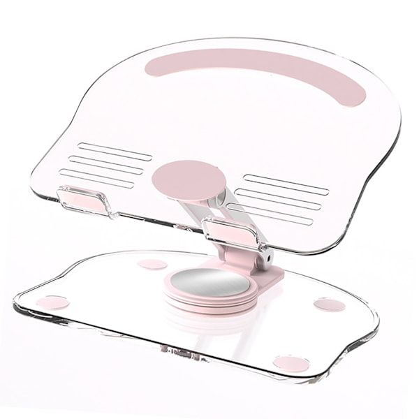 Tablettstativ 360 grader roterende løftbar sammenleggbar akryl Transparent bordstativ rosa