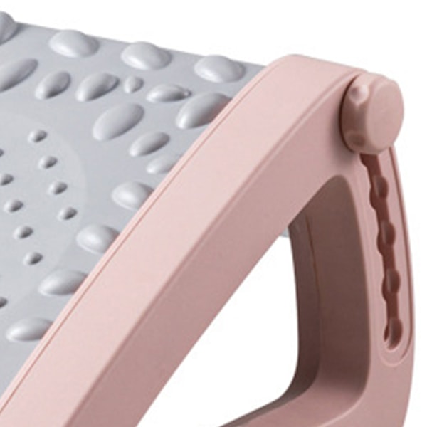 Fodskammel med massagerullefunktion, simpel stil, kompakt plastmateriale, fodstøtte til under skrivebord, hjemmekontor, pink