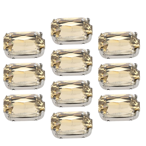 10 stk. Sy På Rhinestones Krystaller Skinnende Knapper Dekorasjon for DIY Håndverk Klær Sko Vesker 1,8 x 2,8 cm Lys Brun Rektangulær